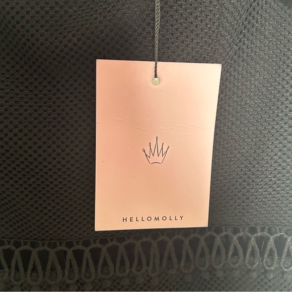 HELLO MOLLY Black Mesh Sweetheart Neckline Ruffle Hem Off Shoulder Mini Dress - Picture 11 of 15